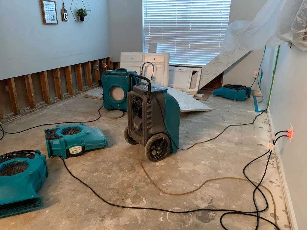 Dehumidifier in flood-cut room for Water Damage Restoration in National City